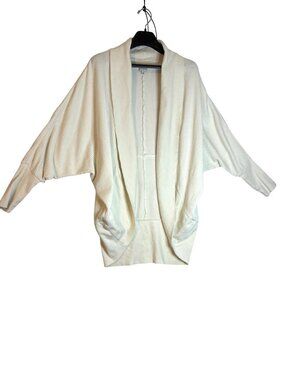 Wonderly XL Cocoon Cardigan Shawl Collar Open Front Cream Oversized Sweater